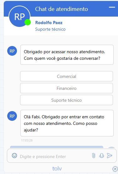Tolv chat window in blue