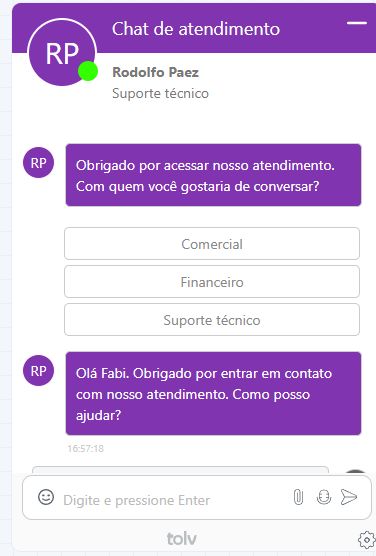 Tolv chat window in purple